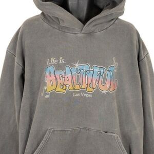 Life Is Beautiful Festival Sweatshirt Hoodie Mens Size 3XL Gray Feature 2022 USA